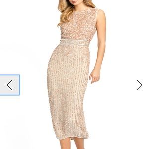 MAC DUGGAL Sequin High-Neck Column Midi Dress